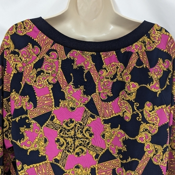 Ellen Tracy Baroque Jacquard Print Boat Neck Top Sz XS - Picture 8 of 13